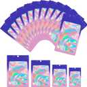 100 PCS Holographic Resealable Foil Mylar Pouches, Food Safe Storage Bags for Jewelry, Candy, Snack & Small Business Sample Packaging(4.1"x5.9", Blue Purple)