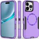 Designed for iPhone 16 Pro Max Case 6.9",Magnetic,Military Grade Dual Protection Drop,Tough Durable,Compatible with MagSafe,Dustproof,No Fading,No Yellowing,Non-Slip,for Men Women,Purple Black