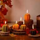 MTLEE 6 Pieces Thanksgiving Pumpkin Shaped Soy Candles Fall Scented Tealight Candles Home Decor Handmade Thanksgiving Gifts for Bedroom Bathroom Party(Orange, Green,Pumpkin)