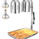 VEVOR Food Heat Lamp, 500W Bulbs, Commercial Food Warmer Light, Electric Stainless Steel French Fry Heating Lamp, Free-Standing, Catering Food Warming Equipment for Kitchen Buffet Restaurant, Silver