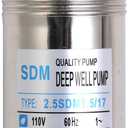 Submersible Pumps 2.5" OD Pipe 110V/60HZ 0.55KW 0.75HP Stainless Steel 1" Outlet Submersible Bore Pump Deep Well Pump with Control Box for Farm Irrigation