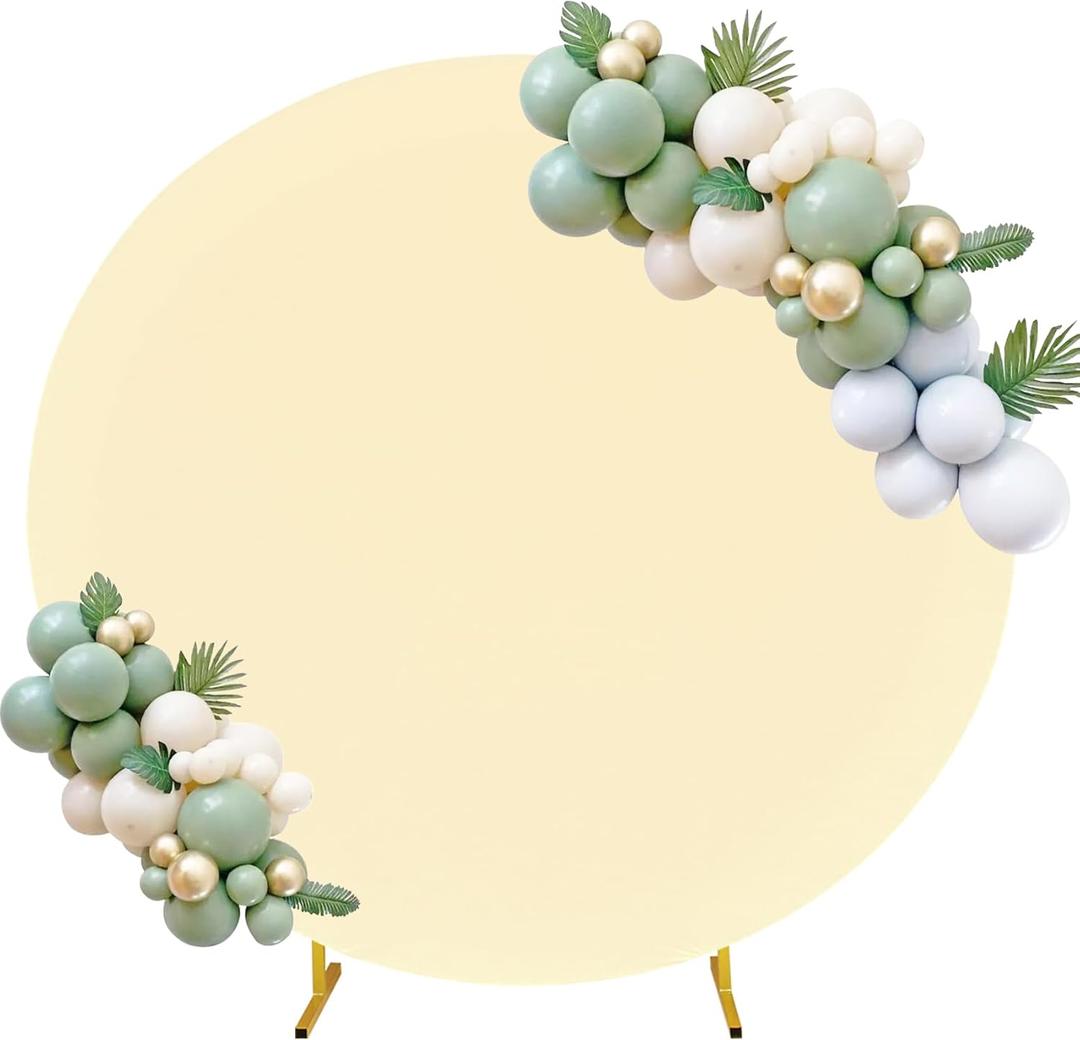 6.6FT Round Spandex Fitted Wedding Arch Cover for Circle Arch Stand, Thick Spandex Fabric Adjustable Round Arch Backdrop Cover for Wedding Birthday Party Baby Bridal Shower DecorBeige