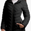 Reebok Womens Puffer Jacket - Midweight Quilted Snow Glacier Shield Full Zip Winter Coat for Women with Hood & Zip Pockets, Large 