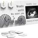 Baby Sonogram Picture Frame w/ Baby Countdown Weeks - Standard 4x3 Ultrasound Photo - Pregnancy Announcements Ideas - Gender Reveal - New Mom Expecting Parents Keepsake