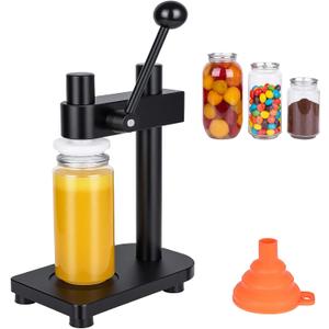 Press Cap Sealer  Aerospace Aluminum Hand Capper for Home Brewing, Height Adjustable, Includes Silicone funnel (Black)  Fits Crown Caps & PCO 1881, Does NOT Work with Threaded Lids
