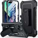 for iPhone 13/14/15 Phone Case: for iPhone 16e Protective Cover with Belt Clip Holster | Durable Dual-Layer Design with Built-in Kickstand | Heavy Duty Military Grade Hard Protection Shock Proof