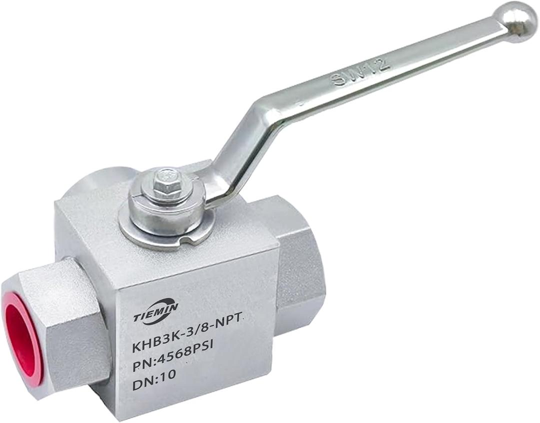 TieMin Hydraulic High Pressure Ball Valve 3 Way 3/8"NPT 4568 PSI (315bar) KHB3K Shut-Off Hydraulic Valve
