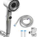 Filtered Shower Head with Handheld High Pressure 3 Spray Mode Showerhead with Filters Wash to Clean Tub, Tile & Pets. Stainless Steel Hose, Wall & Overhead Brackets
