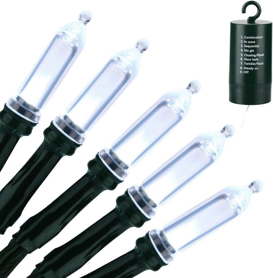 LYHOPE Battery Christmas Lights, 33ft 100 LED Christmas Lights Waterproof 8 Modes Battery Operated String Lights for Outdoor & Indoor, Xmas Tree, Wreaths, Holiday Decoration (Cool White) (1PC)