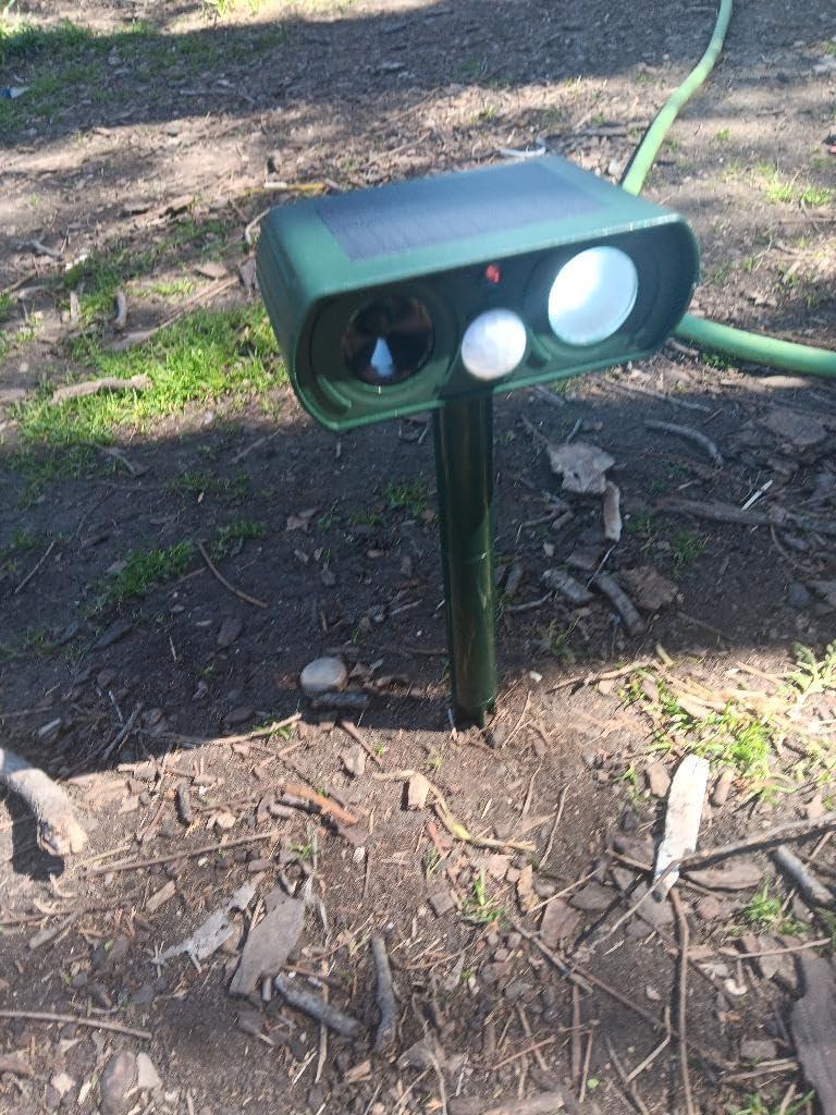 2PACK Solar Ultrasonic Animal Repellent Outdoor, Deer Repellent Devices Squirrel Cat Raccoon Rabbit Dog Deterrent, Keep Rodent Chipmunk Away Motion Detection with Flash Light for Yard Garden Lawn