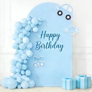 DeZerlor Light Blue Wedding Arch Backdrop Cover Stretchy Spandex Fitted 7.2FT Wedding Arch Stand Covers Round Top Chiara Arches Cover for Bridal Baby Shower Ceremony Easter Party Decorations