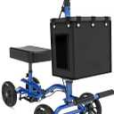 Lightweight Knee Scooter Crutch Alternative, Foldable & Adjustable Knee Scooter for Adults for Foot Surgery, Steerable Knee Walker with Detachable Storage Basket, Includes DIY Stickers-Blue