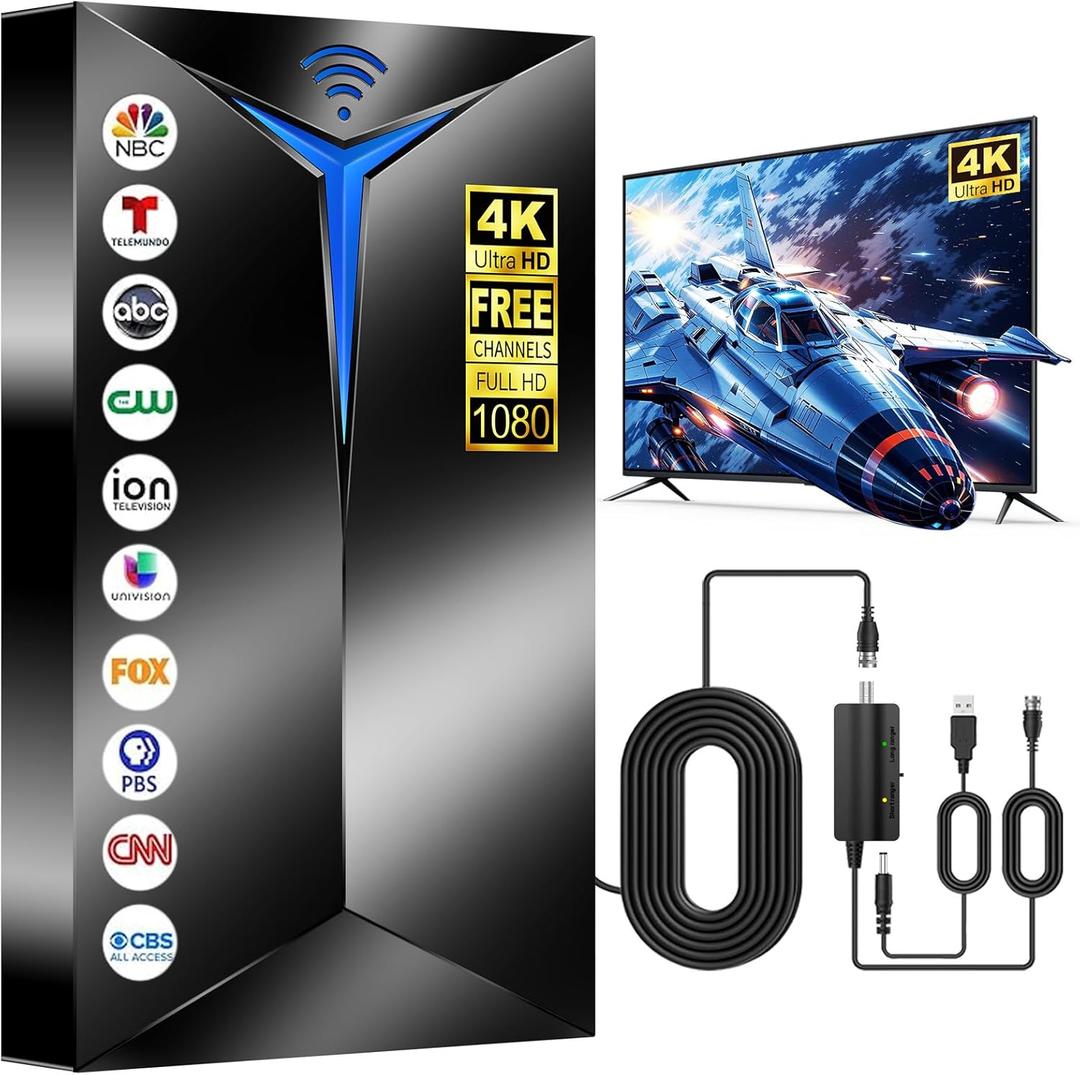 2026 TV Antenna Indoor Outdoor, 3200+ Miles Long Range for Local Channels, HDTV Antenna with Inline Amplifier for Smart TV - Clear Reception for 8K 4K 1080P, 26ft Cable