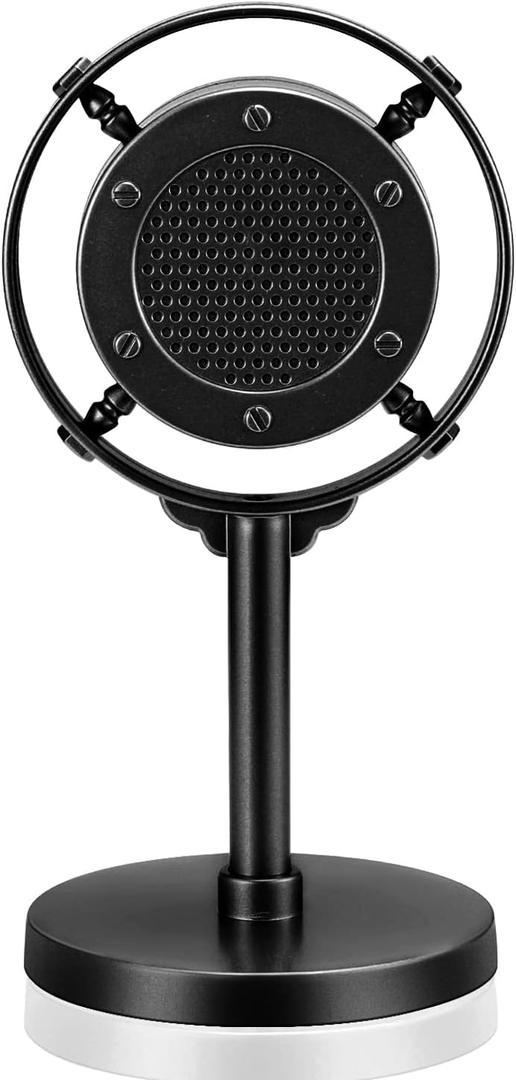 Facmogu Antique Diaphragm Condenser Microphone Props, Ancient Fake Plastic Mic from 1930s - 1940s, Vintage Retro Microphone Props for Holiday Party Shooting - Black