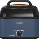 Sunvivi Roaster Oven, Electric Roaster Oven with Viewing Lid, 28lb 24-Quart Turkey Roaster with Unique Defrost/Warm Function, Large Roaster with Removable Pan & Rack, Stainless Steel, Blue, 24QT