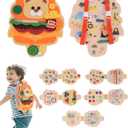 Busy Board Montessori Toys, 12 in 1 Busy Book Learning Sensory Toys for Toddlers with Fine Motor Skills, Busy Book Toys with Backpack Strap, Bear Shape