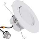 HALO RA 6-Inch Recessed LED Trim Downlight with Adjustable Gimbal, Selectable Lumens and Color Temperatures, Dim-to-Warm - RA56LS9FSD2W1EWH (5/6 inch, 5 CCT with Dim to Warm)