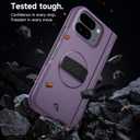 SURITCH for Google Pixel 10 Pro Fold Case with 360 Rotatable Hand Strap Phone Grip Holder & Invisible Kickstand & Screen Protector, Protective Cover for Pixel 10 Pro Fold -Dark Purple