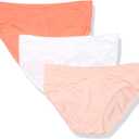 Warner's Women's Blissful Benefits No Muffin Top 3 Pack Hipster Panties (XX-Large, Sugar Coral/White/Peach Glow)