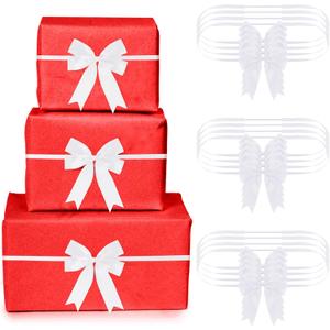 Jetec 24 Pieces Christmas Elastic Bows for Gift Boxes Red Stretch Loops Christmas Elastic Bows for Decoration Gift Wrapping(20-24 Inch,White)