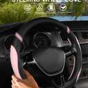 Cxtiy D-Shaped Flat Bottom Steering Wheel Cover for Women Girl - Stylish Car Accessory Non-Slip Car Interior Accessories (Pink)
