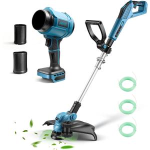 Electric String Trimmer & Leaf Blower Combo Kit for Makita 18V Battery (NOT Included), 15" Cordless Weed Wacker, 40000RPM 475MPH Handheld Mini Jet Dry Blower for Lawn Care, Patio Cleaning