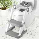 COOSEYA Toilet Seat, Potty Training Seat for Toddler, Upgraded 2-in-1 Potty Toilet Training for Boys and Girls, Waterproof Cushioned Mat with Non-slip Step Stool (Gray)