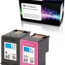 Refilled Ink Cartridge Replacement for HP 60 for Envy 120 114 Deskjet F4480 F4210 D1660 F4400 Printers (1 Black 1 Color)