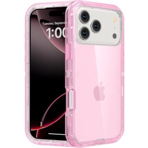 Follaroma for iPhone 17 Pro Max Case, Heavy Duty Shockproof Protection Phone Cases, Anti-Drop, Dual Layer Transparent Protective Cover Compatible with iPhone 17 Pro Max, 6.9 inch, Light Pink