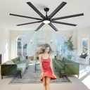 72 Inch Large Industrial Ceiling Fan with Light and Remote-8 Aluminium Blades Ceiling Fan with Energy Efficient DC Motor,Reversible Airflow-Ideal for Living Room,Patio,Garage,and Commercial Spaces (Matte Black)