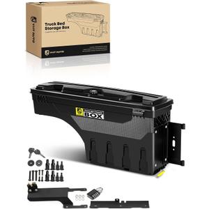 YHTAUTO Truck Bed Storage Tool box Lockable Compatible with 2015-2026 Ford F-150, Without Bed Rail Storage, Passenger Side, Swing Waterproof Wheel Well Toolbox