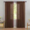 Cocoa Brown Linen Back Tab Curtains - 90 Inch Long, 2 Panel Set for Dining Cottage - Soft, Light Weight, Airy, Semi Privacy Sheer Curtains With Hooks, Pocket, Light Filtering