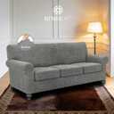 URBANLIFE 4-Piece Stretch Sofa Covers for 3 Cushion Couch, Light Gray | Super fitted spandex slipcovers for couches. Non-slip elastic bottom. Machine washable furniture protector for kids & pets.