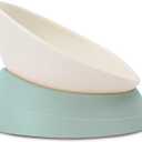 French Bulldog Food Bowl- Slanted Tilted Pug Food Water Bowl,Cat Bowl- Feeder for Frenchie/Shih Tzu/Flat Faced Small Dogs/Puppies/Cats (Green, 2 Cup)