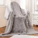 Faux Rabbit Fur Throw Blanket 880 GSM, Ultra Soft Thick Warm Bubble Plush, Reversible Throw for Couch Sofa Bed, Cozy Shaggy Blanket for Bedroom & Living Room(50''*60'',Gray)