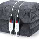 Heated Mattress Pad King Size with Dual Control - Sherpa Quilted Electric Mattress Pad Cover - Auto Shut Off Bed Warmer with Deep Pocket, Fast Heating, Machine Washable, Gray