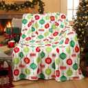 Christmas Flannel Throw Blanket 50 x 60 Inch Soft Warm Plush Holiday Decorative Throw Blanket for Couch Bed Sofa Fuzzy Flannel Lightweight Elegant Winter Gift Xmas Themed Print(Balls)