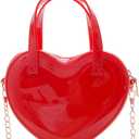 Girls Novelty Mini Heart-Shaped Purse Chain Purse Shoulder Crossbody Bags Tote Handbag Travel Wallet Bag for Women Girl Gift (Red)
