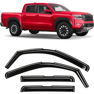 Voron Glass in-Channel Extra Durable Rain Guards for Nissan Frontier 2022-2026 Crew Cab, Window Deflectors, Vent Window Visors, 4 Pieces - 200457