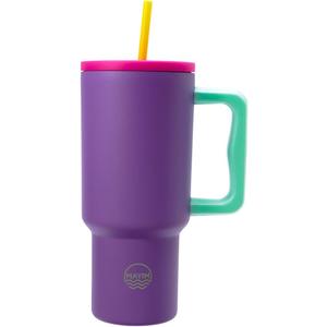 Mayim The Color Block Odyssey 30 Oz Stainless Steel Leak Proof Tumbler with Handle, Insulated Travel Mug or Water Bottle with Straw and Spill Proof Lid for Home, Office or Car -Purple Mix