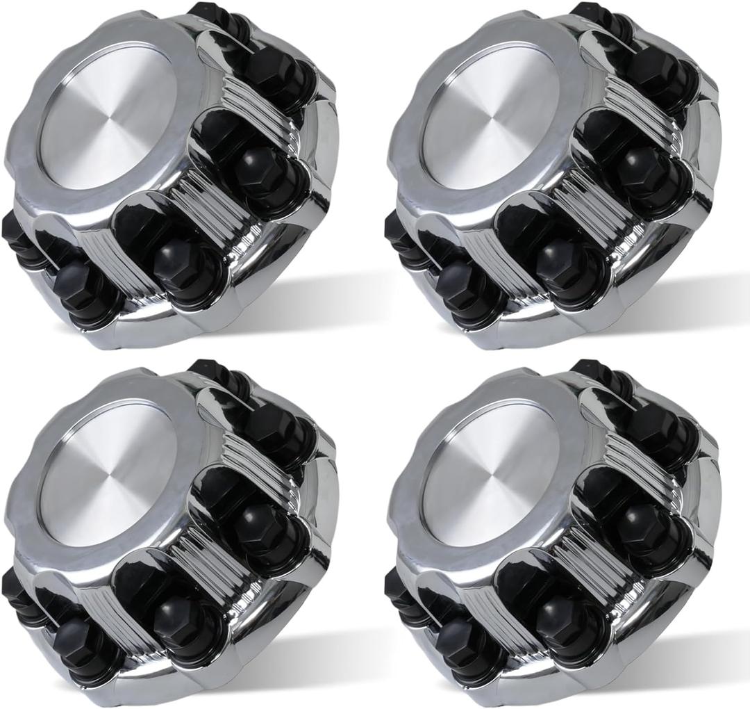 (Set of 4) Chrome Wheel Center Caps 8 Lugs Compatible with Select 16 Inch Van & Truck - Replacement 15039489, 15039488, 9597169, 9597170