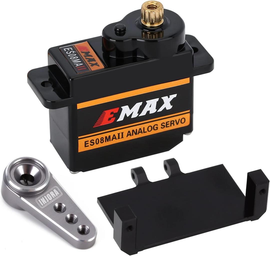 INJORA RC Servo Steering Servo with Servo Mount and Horn for RC Car Boat Model Parts Axial SCX24 Upgrade Parts (Grey)