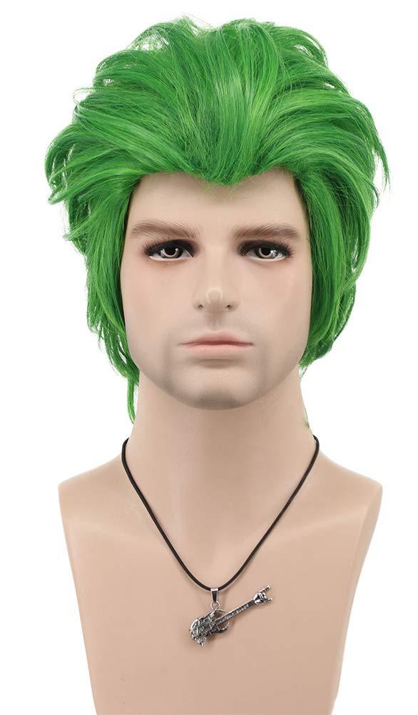 VGbeaty Men Women Short Straight Green Halloween Cosplay Costume Anime Wig