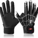 Youth Baseball & Softball Batting Gloves for Kids with Super Grip Fit (Youth M/L(6in-6.5in), Spider Black)
