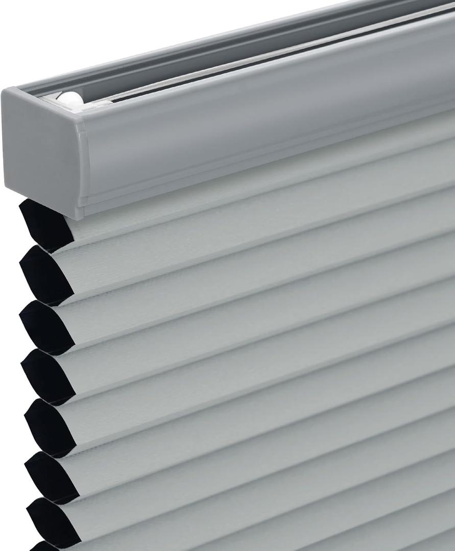 Changshade Cordless Cellular Shades,Blackout Honeycomb Shades for Windows,Pull Down Pleated Blinds,Easy to Install for Indoor Windows and French Doors,Grey Blackout-Color Coordinated,27" w x 64" h