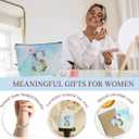 Personalized Gifts Monogrammed Birthday Gifts for Women, New Mom, Grandma Valentine's Day Thank You Christmas, Initial Wine Tumbler Makeup Bag Scented Candle Bracelet Set, (Aesthetic Blue Flower S)