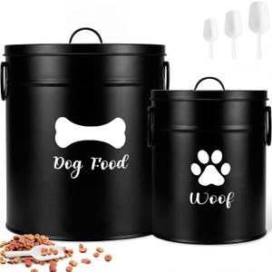 DoubleFill Extra Large 23+10 lb Metal Dog Food Storage Containers, Black