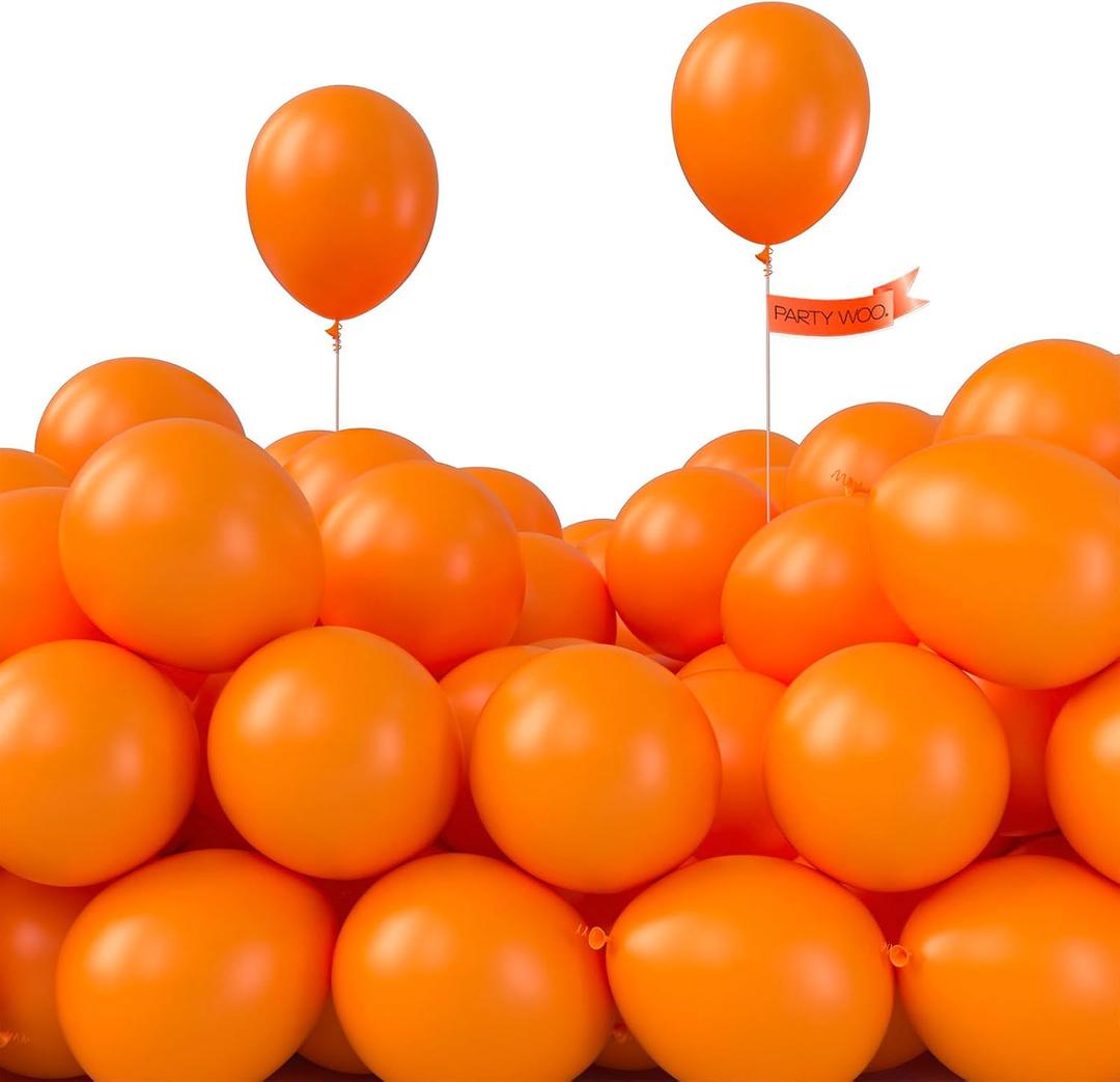 PartyWoo Orange Balloons 100pcs 5 Inch Latex Helium Balloons for Birthday Baby Shower Graduation Fall Tangerine Little Cutie Pumpkin Tropical Sunshine Boho Theme Party Decorations Orange-Y9