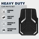 PIC AUTO Heavy Duty Rubber Floor Mats, Silver Aluminum Film Car Mats Set, Front and Rear Car Mats with Anti-Slip Backing, All Weather Protection, Trim-to-Fit for Automotive SUV, Sedan, Van