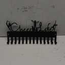 CREATCABIN Cheer Life Medal Holder Medal Hanger Display Rack Sports Metal Hanging Awards Iron Small Mount Decor with 14 Hooks for Wall Home Badge Soccer Swimming Black 11.4 x 5.1 Inch